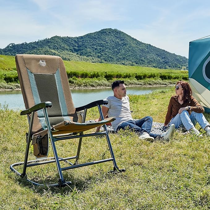 TIMBER RIDGE Outdoor Folding Rocking Chair, Hard Armrests