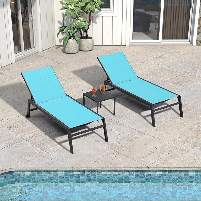 PURPLE LEAF Extra Large Outdoor Chaise Lounge 4 Pieces Aluminum Patio Lounge