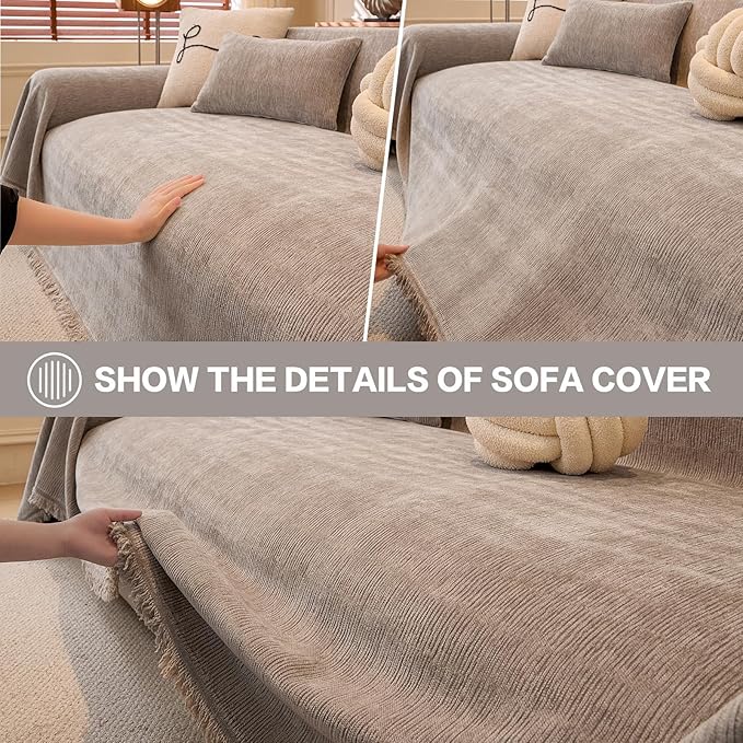 DREAMINGO Chenille Sofa Cover Washable Pet Couch Protector Cover Textured Couch