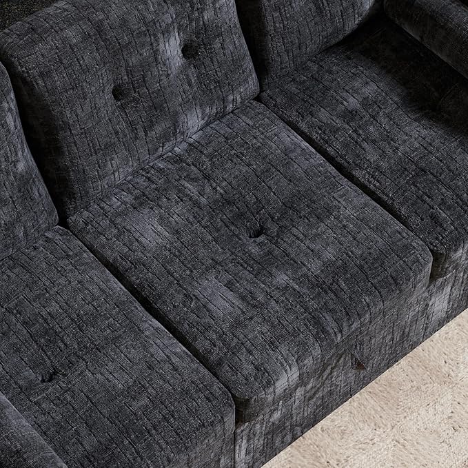 Convertible Sleeper Sofa Bed, 63 Inch Chenille Pull Out Couch