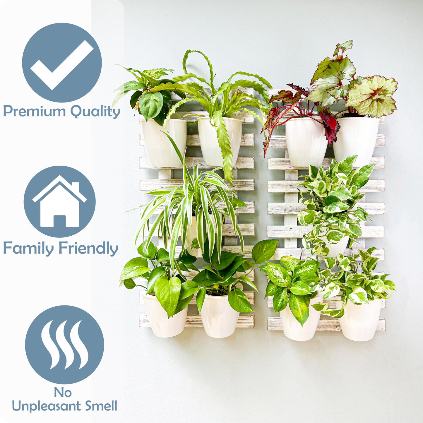 ShopLaLa Wooden Wall Planters - 2 Pack Wall Hanging Planters for Indoor Plants, White Rustic Wood Wall Mounted Flower Pot Holder Vertical Succulent Orchid Airplant Frame Display 15.7" (40cm)