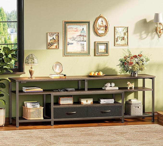 Huuger 63 Inch LED TV Stand for 65 70 Inch TV, Entertainment Center