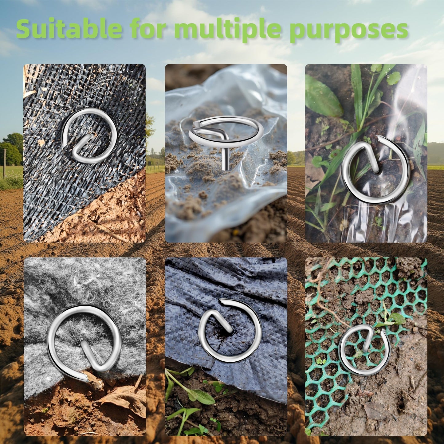 60Pcs Thick 11 Gauge 0.12 in Circle Top Landscape Fabric Pins Hard Holding,6 Inch Galvanized Landscape Fabric Stakes, for Tent, Weed Barrier Fabric, Plant Cover,Landscape Pins Stronger Not Easy Bend