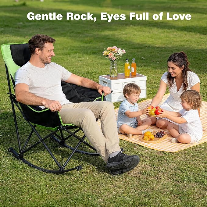 SUNNYFEEL Oversized Rocking Camping Chair 2 Pack, Fully Padded Patio Chair