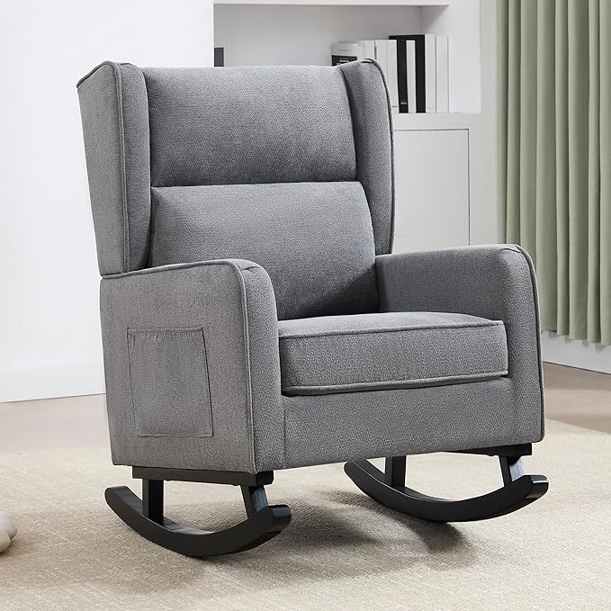 HCHAIRH Nursery Rocking Chairs, Modern Wingback Accent Chairs