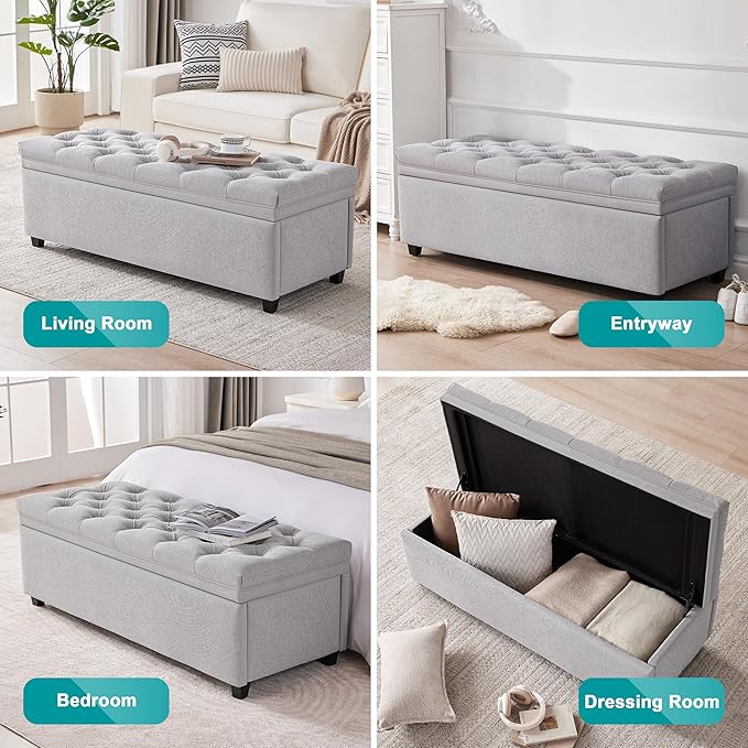 Mangodan 50" Storage Ottoman Bench, Tufted Ottoman
