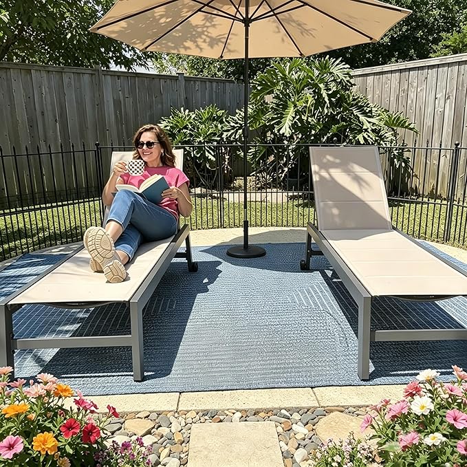 PURPLE LEAF Outdoor Patio Chaise Lounge Set of 2 Aluminum Lounge Chair