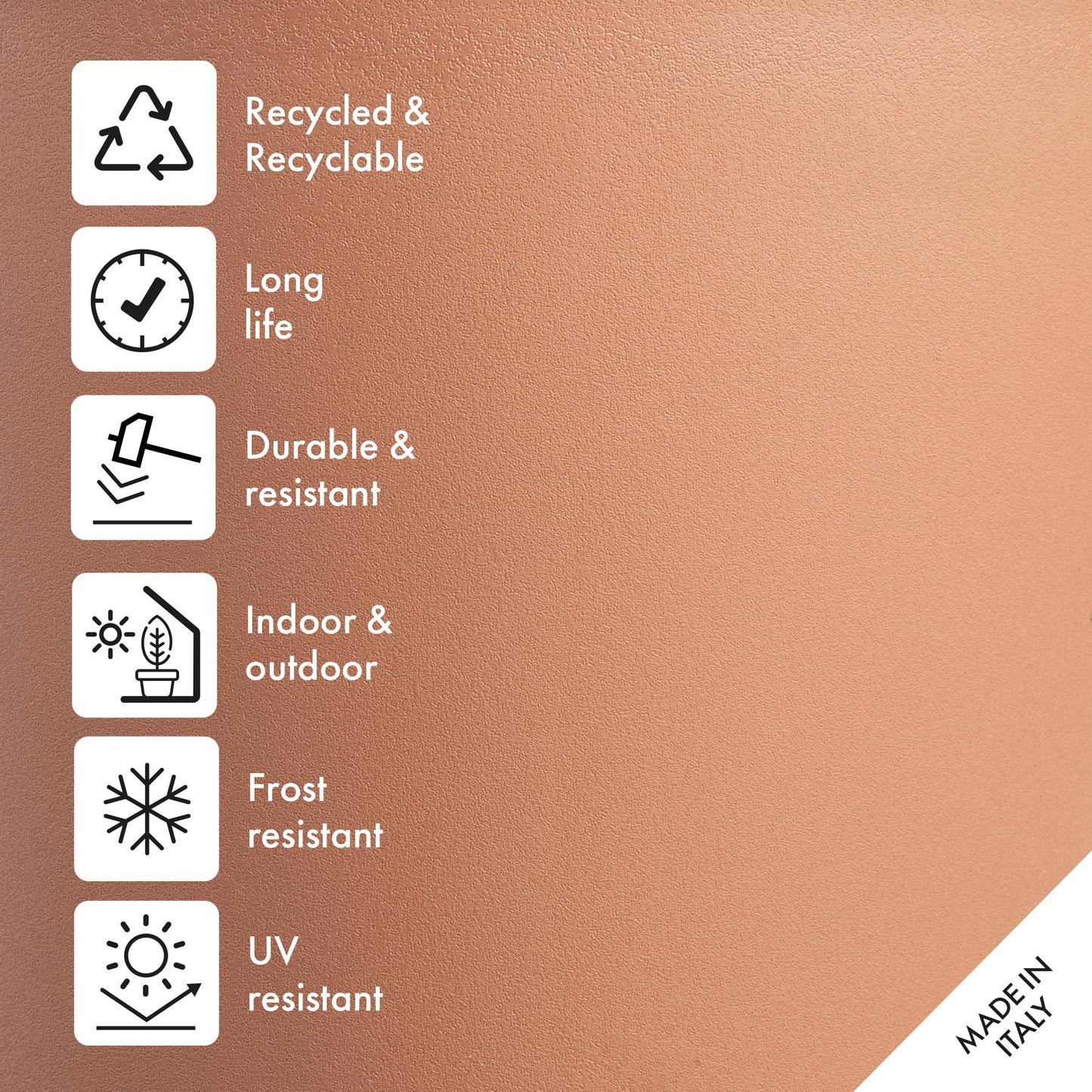 Deroma Origin Indoor/Outdoor Round Planters – 100% Post Consumer Recycled Plastics, Made in Italy Modern Design | Perfect Sizes to Grow Your Small Succulents & Large Citrus Plants.