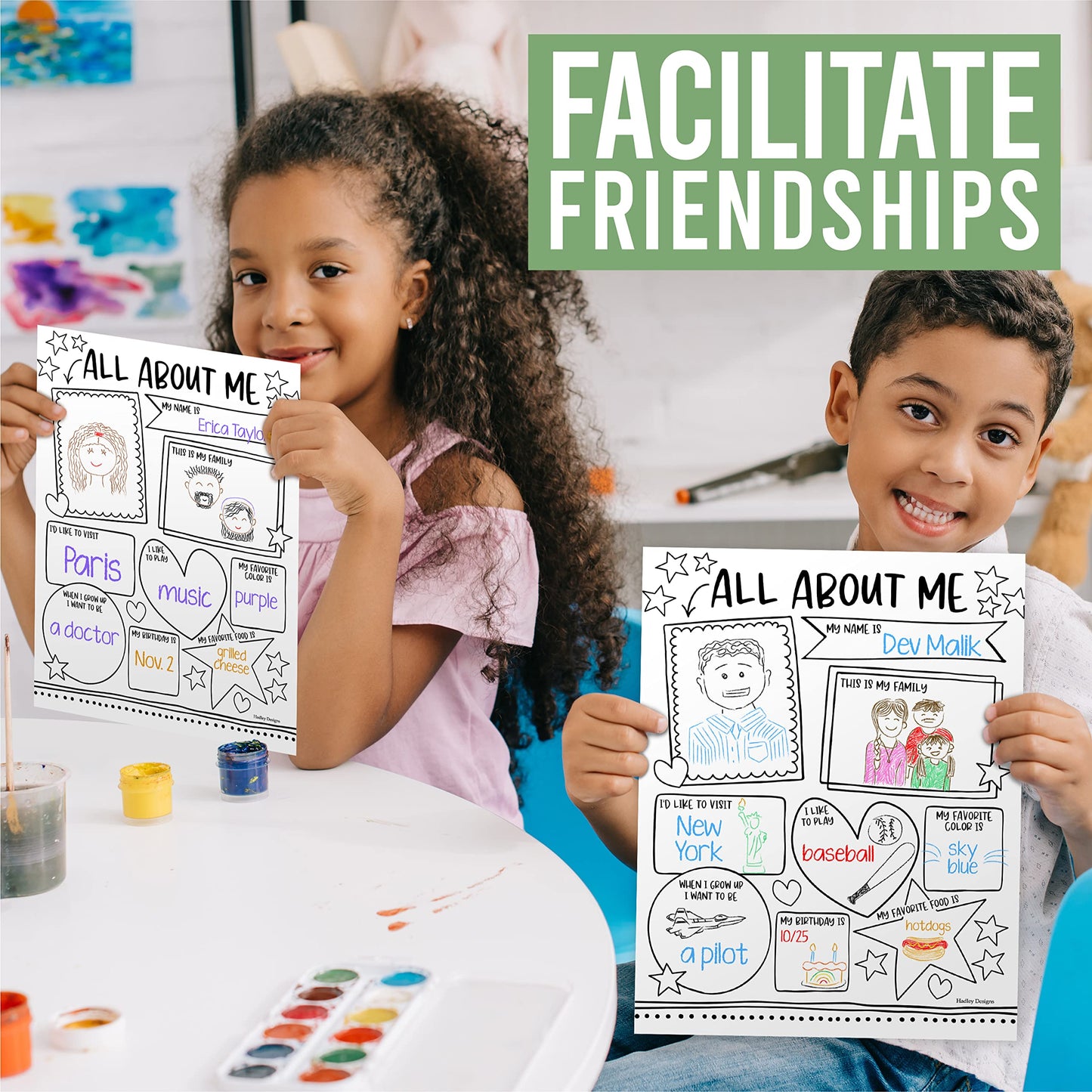 Hadley Designs All About Me Posters for Classroom Must Haves - 20 Star Student Poster, 100 Days of School Items, Star of The Week Poster Elementary Classroom Decor, End of School Year Teacher Supplies