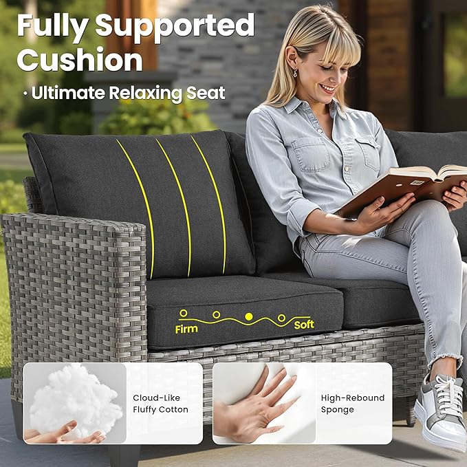 ovios 9 Pieces Patio Furniture Set, Outdoor Wicker Sofa Couch
