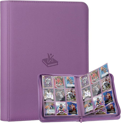Trading Card Binder 9 Pocket, 360 Pockets Double-Sided Card Album, Premium PU Leather Zipper Card Holder for MTG, TCG, Sports & Game Cards, Must-Have for Collectors（Purple）