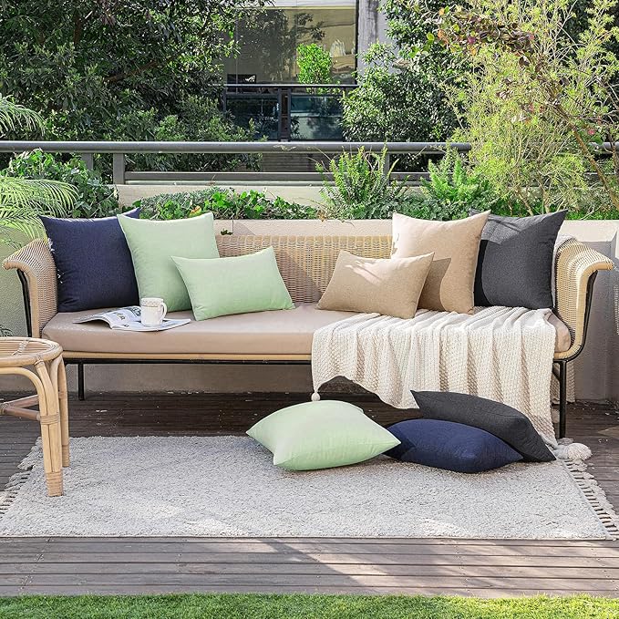MIULEE Pack of 2 Decorative Outdoor Solid Waterproof Throw Pillow Covers Faux