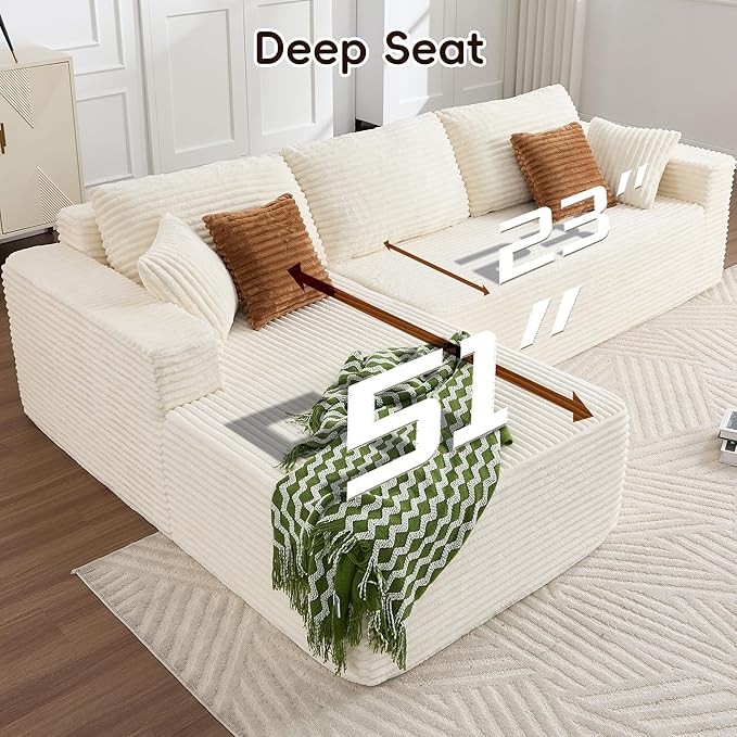 Opiesit 108" Boneless Couches for Living Room, Modular Sectional Sofa