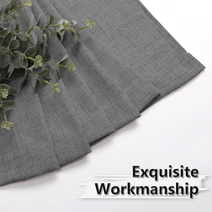 Tollpiz Linen Tier Curtain Rod Pocket Semi Sheer Half Kitchen Curtains Burlap Light Filtering Thick Linen Drape for Bathroom, 30 x 36 inches Long, Dark Grey, Set of 2 Panels
