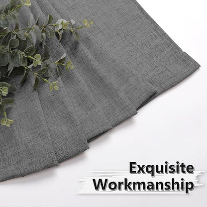 Tollpiz Short Linen Curtain Bedroom Rod Pocket Semi Sheer Curtains Burlap Light Filtering Thick Linen Drape for Living Room, 38 x 54 inches Long, Dark Grey, Set of 2 Panels