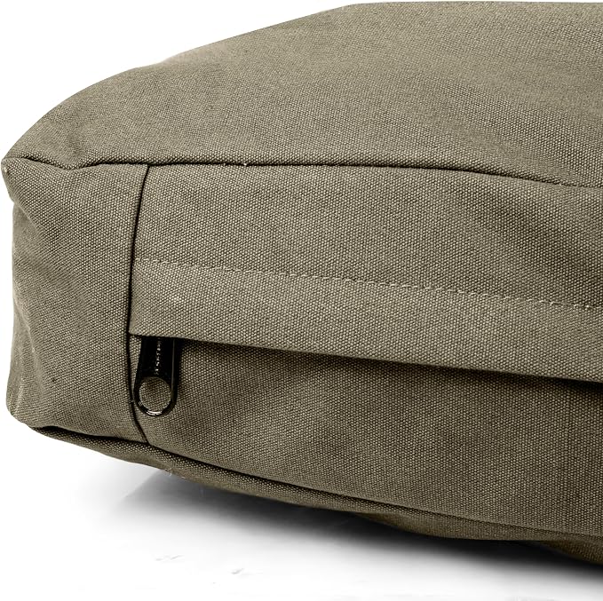 WHITEDUCK Outdoor Dog Bed Heavy-Duty 12oz Canvas, Water-Repellent Cotton, Machine Washable Removable Cover with Full-Length Zipper, Dog Bed for Large Dogs & Crate, (Olive) 41" Lx33 Wx4.3 th (XL)