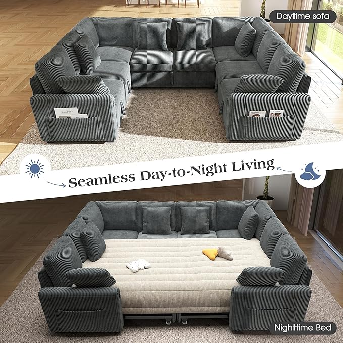 Ihanherry 8-Seater Large Sectional Sofa Bed