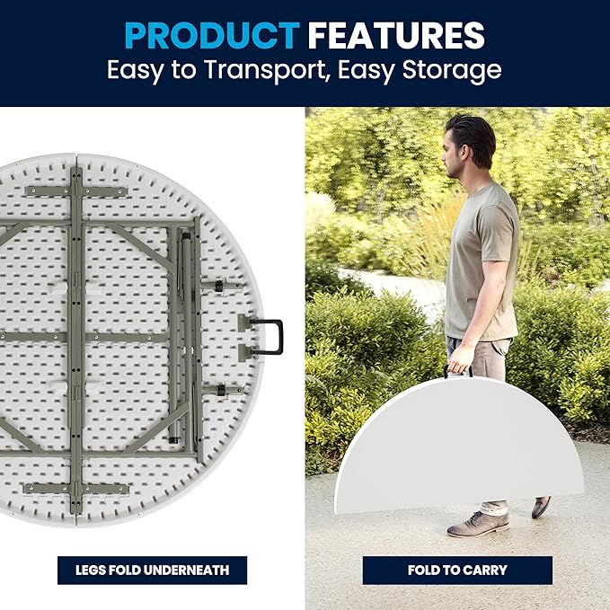 Flash Furniture Freeman 4' Round Plastic Folding Table