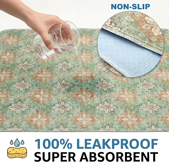 Washable Pee Pads for Dogs,Great Urine Absorbent Reusable Puppy Training Pads,Waterproof,Leak-Proof & Non-Slip Potty Pads for Whelping,Crate,Playpen,Bed.(Green Floral Flat,31"x36")