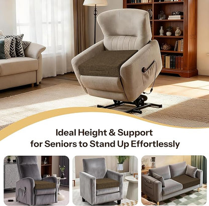 Recliner Cushions for Elderly 20X20X4 Inch Thick Seat Cushion for Recliner Chair with Non-Slip Bottom and Washable Cover Square Chair Cushions for Couch, Armchair, Floor (1, Brown)