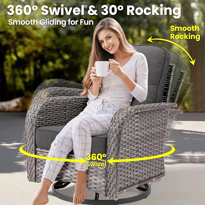 ovios 9 Pieces Patio Furniture Set, Outdoor Wicker Sofa Couch