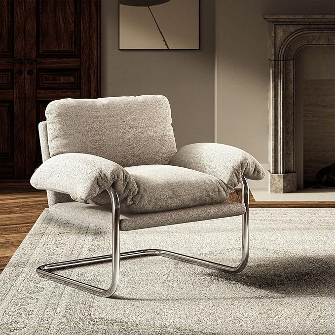 Modway Ansel Boucle Accent Chair in Newsprint