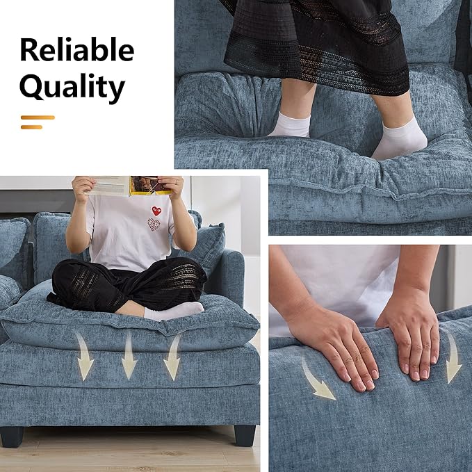 76'' Cloud Deep Seat Loveseat Sofa, Upholstered Chenille Modular 2-Seats