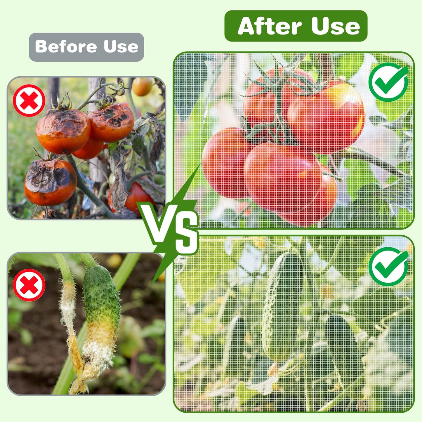 3 Pack Tomato Netting for Garden Protection, 59x18x18 inches Ultra-Fine Mesh Plant Netting Cover for Square Tomato Cage, Bird,Pest & Small Animal Barrier with Zipper & Drawstring