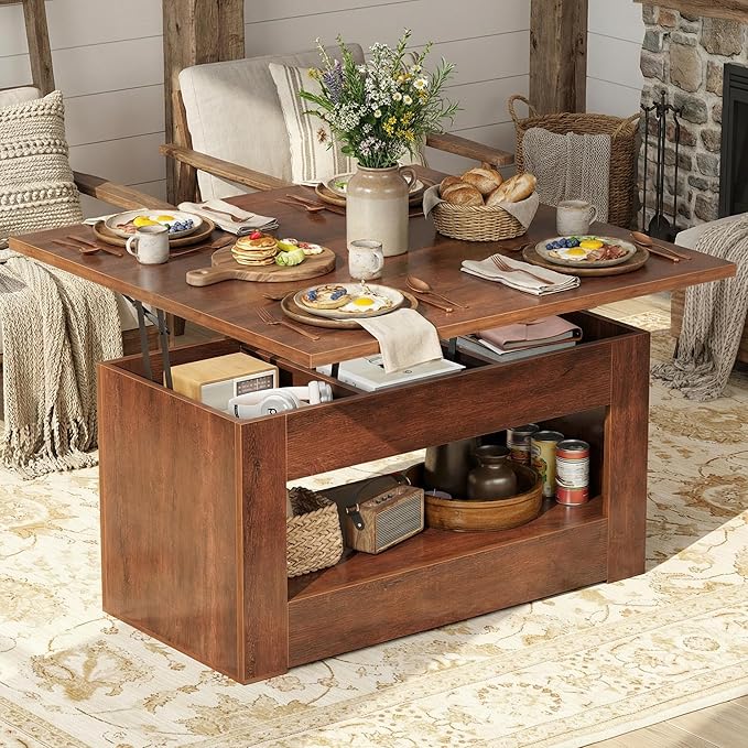 UNIQUITE 40" Lift Top Coffee Table, 4 in 1 Multi-Function Lift Coffee Tables