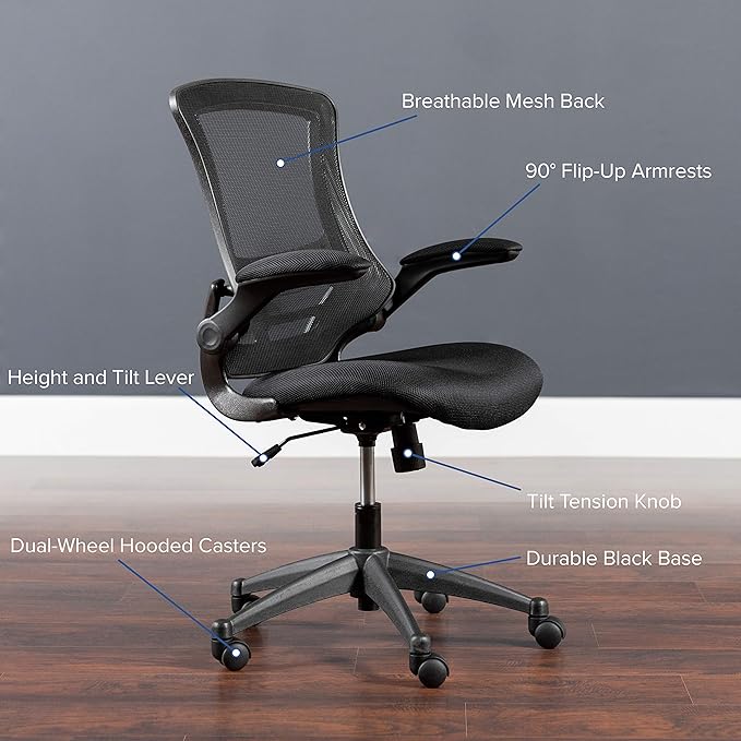 Flash Furniture Kelista Mid-Back Black Mesh Swivel Ergonomic Task Office Chair