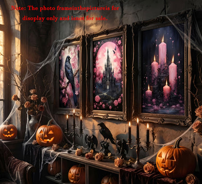 Bexzeak 3PCS Halloween Raven Canvas Wall Art Unframed