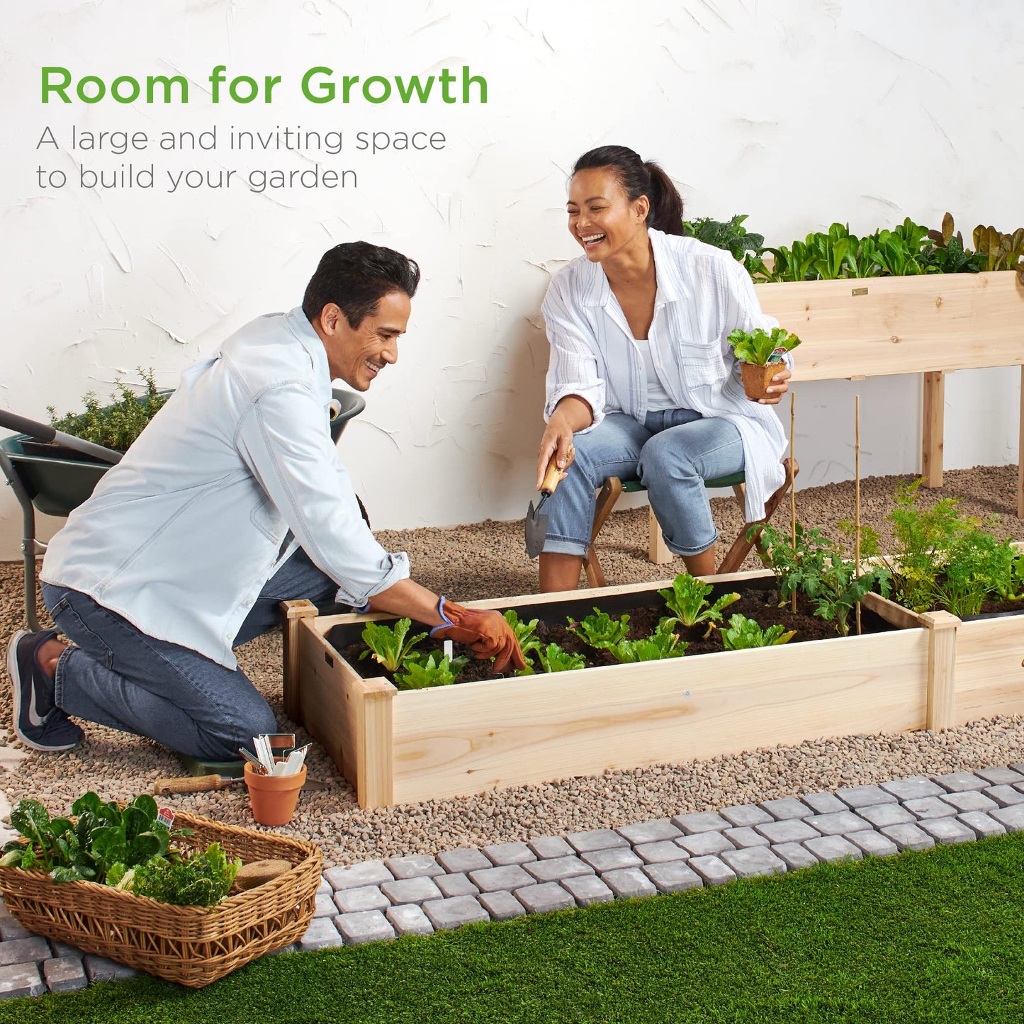 Best Choice Products 8x2ft Outdoor Wooden Raised Garden Bed Planter for Vegetables, Grass, Lawn, Yard - Natural