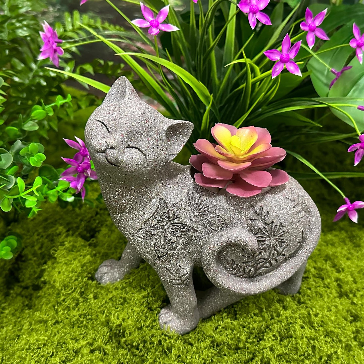 Euiroet 7.9" Cat Succulent Planter Holder Figurine, Flower Pot Statue, Decorative Modern Indoor & Outdoor Cat Planter Pot Sculpture, Garden Animal Flower Pot, Funny Planters for Indoor Plants