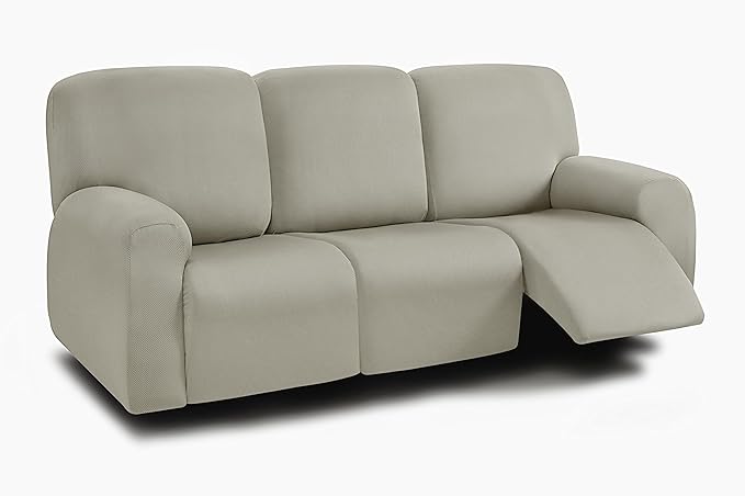 ULTICOR 8-Pieces Recliner Sofa Covers, Yarn Dyed Stretch Reclining Couch Covers