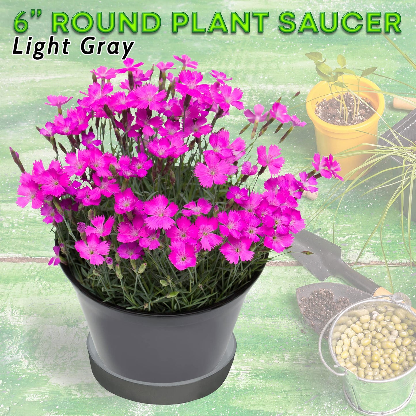 Little Bear Peak Round Composite Plant Saucer/Tray (2-Pack) | 60% Recycled Plastics & 40% Stone/Wood Powder | Heavy-Duty Water Catcher | Indoor & Outdoor use | Recycle at End of Life | Water Flowers