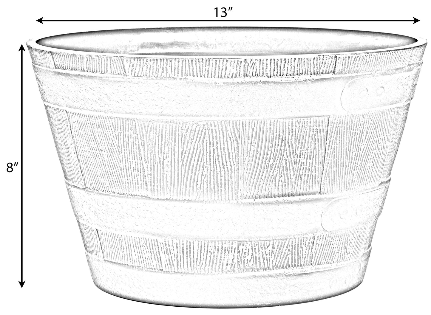 Gardenised Rustic Wood- Look Plastic Half Barrel Flower Pot Bucket Planter, Pack of 4