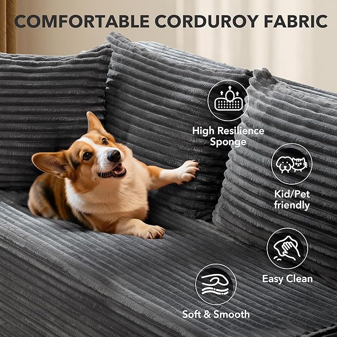 106” Modular Sectional Sofa, Cloud Sectional Couch