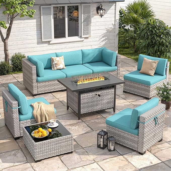 6-Seat Modern Outdoor Wicker Rattan Patio Furniture Set