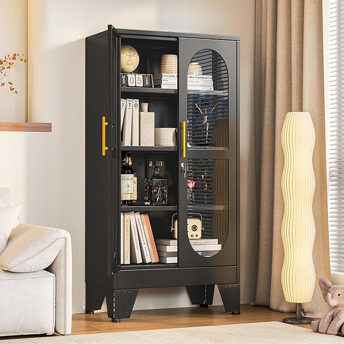 PAOFIN 47" H Locking Display Cabinet