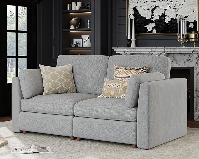 Oversized 2 Seater Modular Sectional Sofa, Solid Wood Frame Sofa, Removable