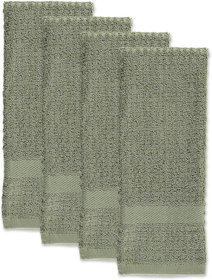 DII Basic Terry Collection Waffle Dishtowel Set, Solid Artichoke, 4 Piece