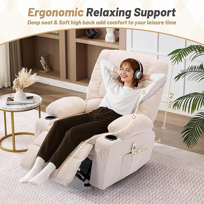 Rocker Recliner Chair with Massage and Heat, Nursery Rocking Chairs