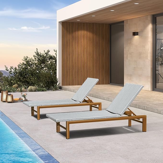 PURPLE LEAF Extra Wide Patio Chaise Lounge Set of 2 Outdoor Lounger French PE