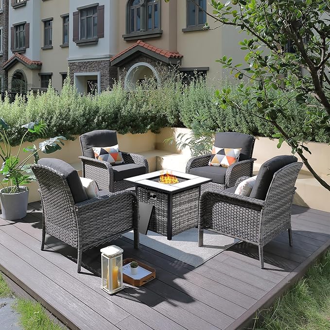 ovios 5-Piece Patio Furniture Set, Outdoor Wicker Sofa