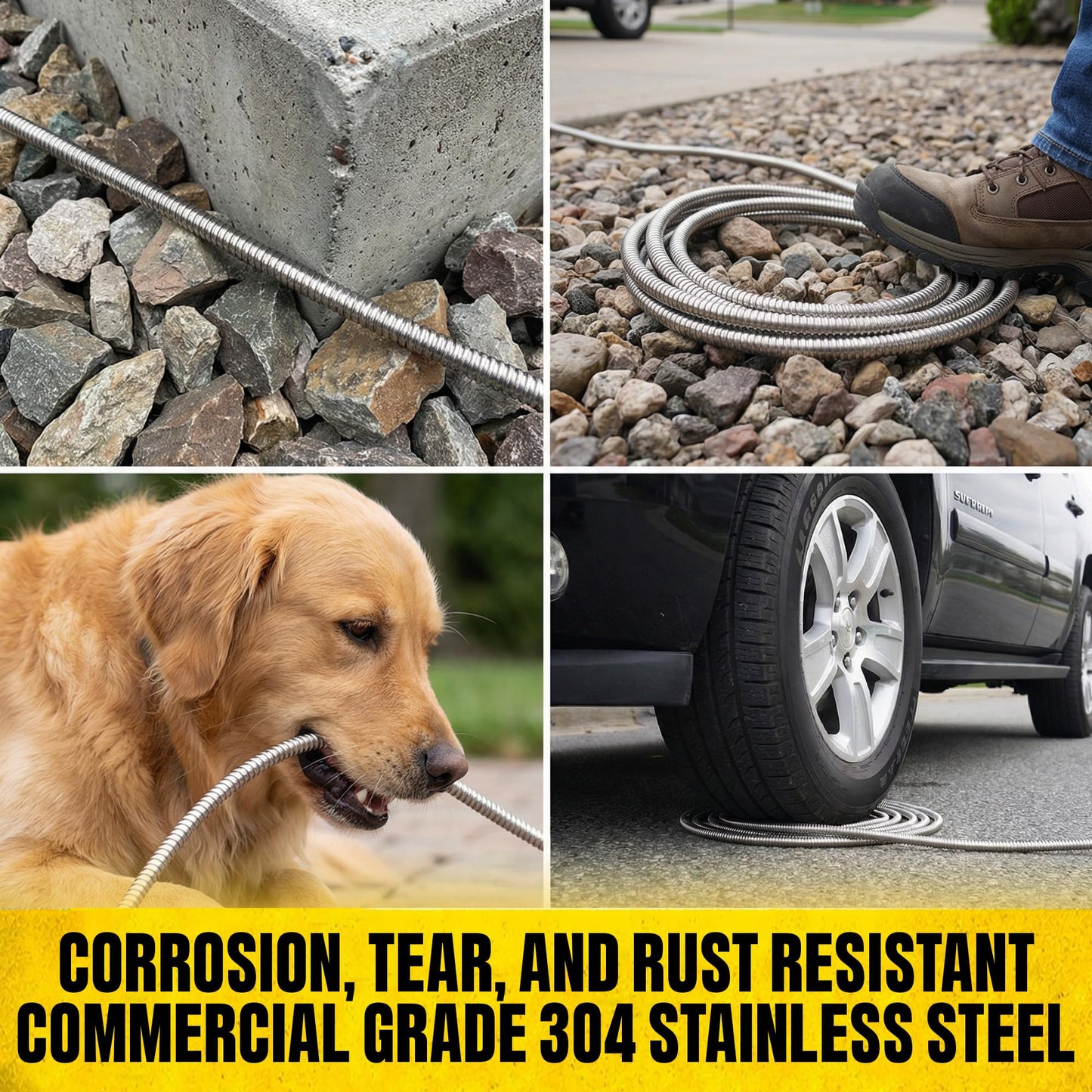 Bionic Steel 25 Ft Metal Garden Hose with Nozzle, 25Ft x 5/8 In. Premium 304 Stainless Steel Metal Water Hose, Flexible Non Kinking, Lightweight, Heavy Duty, for Yard, Outdoor