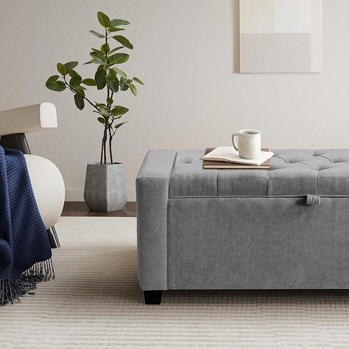 GRAINELL Storage Ottoman Bench, Upholstered Tufted Bedroom Bench