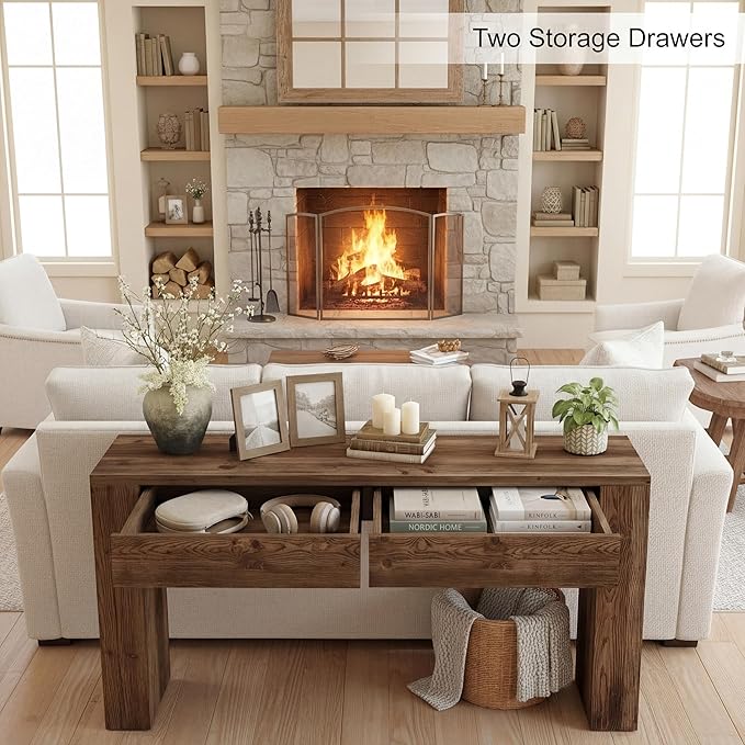 LITTLE TREE Solid Wood 63 Inches Console Table