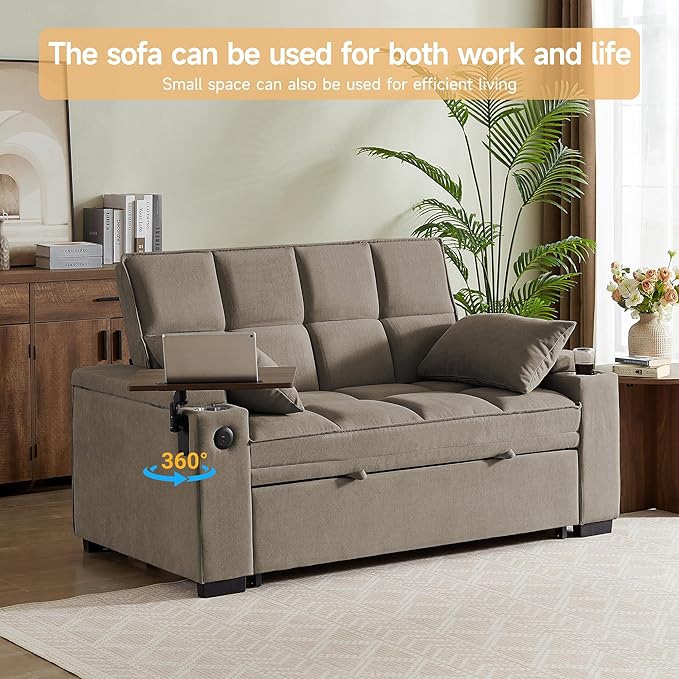 Auvsoce 65'' Chaise Lounge Chair Indoor, 3-in-1 Convertible Sofa Bed