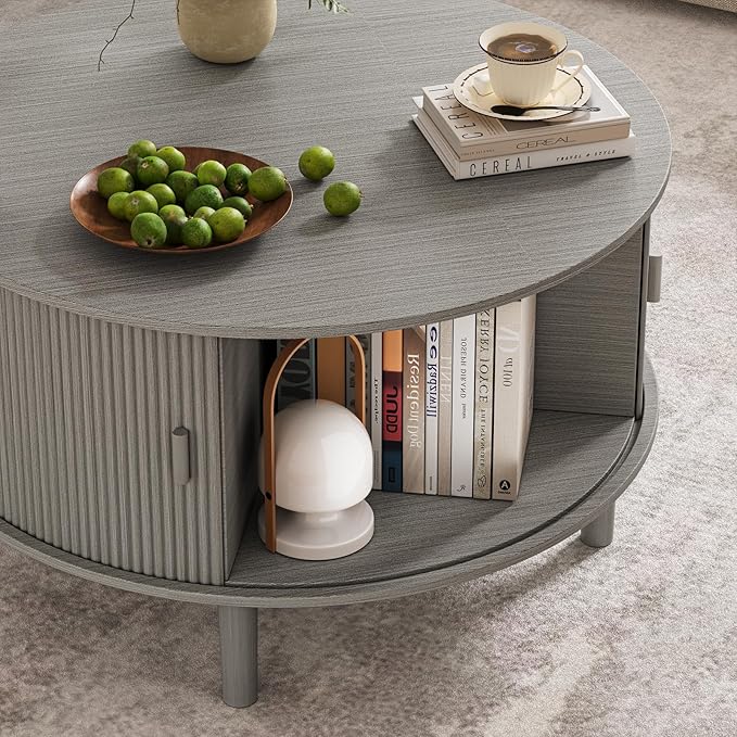 Coffee Table and TV Stand Set of 2, Round Center Table