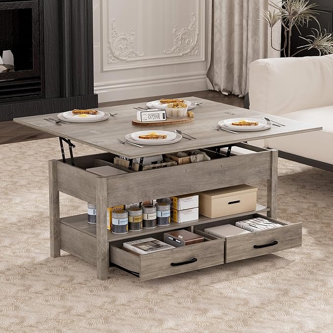 SYESWAY 42'' Lift Top Coffee Table, 4-in-1 Multifunctional Lift Coffee Table